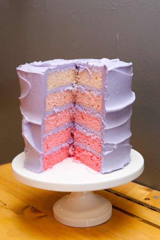 Colorado Party Planner Pink ombre birthday cake purple frosting