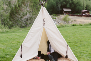 boho mountain wedding reception teepee calluna events