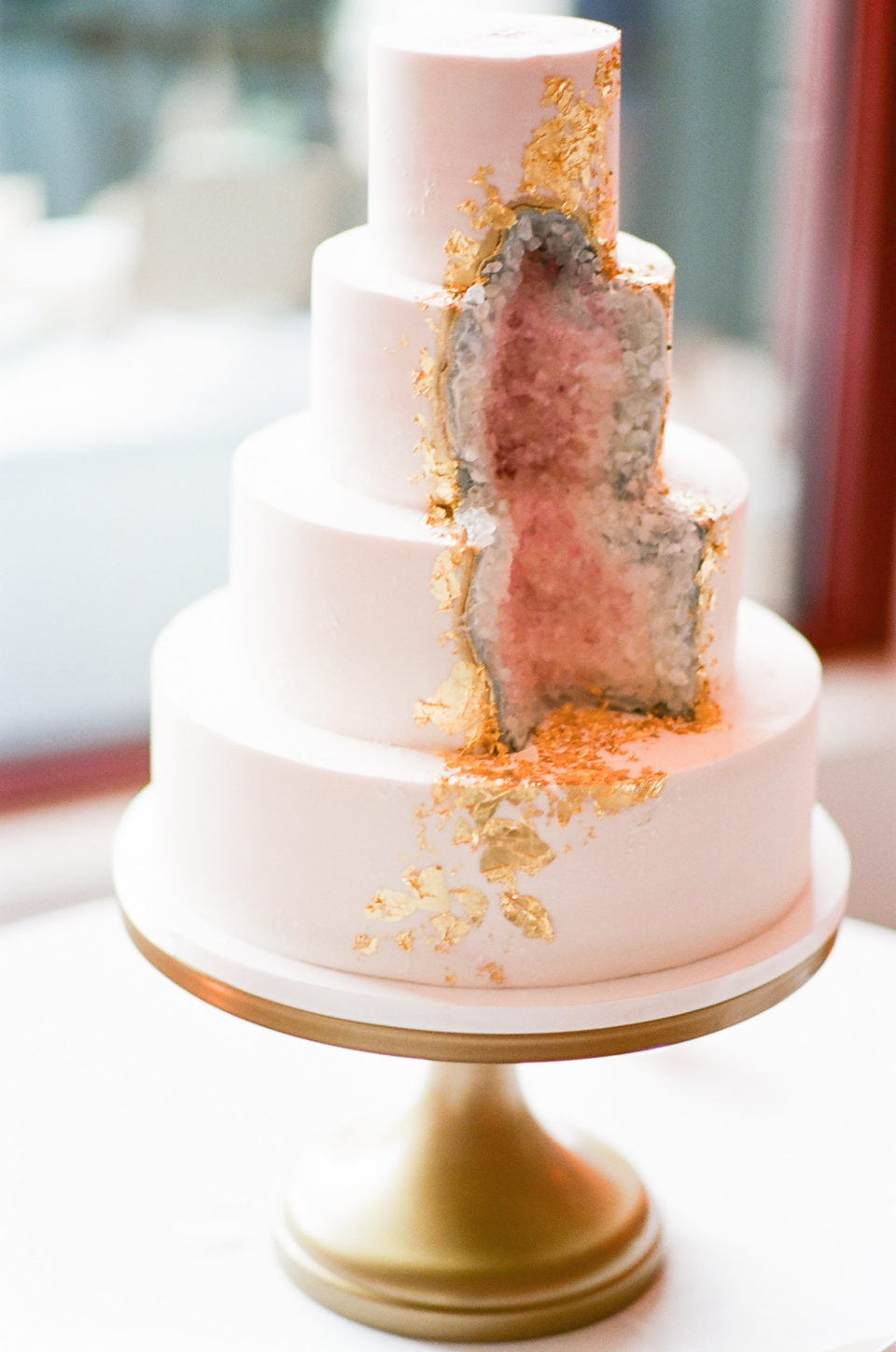 Pink and Gold Geode Cake