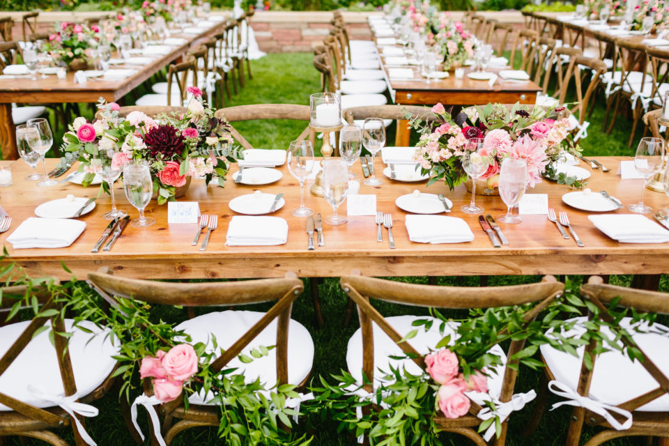 Outdoor Garden Wedding Reception Table Garland