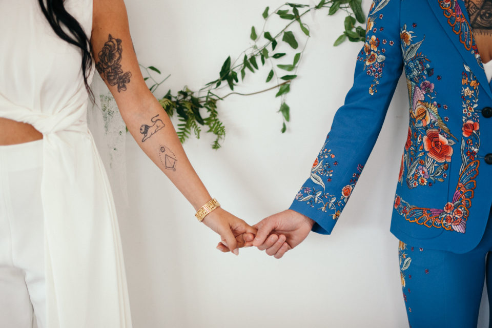LGBT Wedding Denver Floral Suite Tatoo