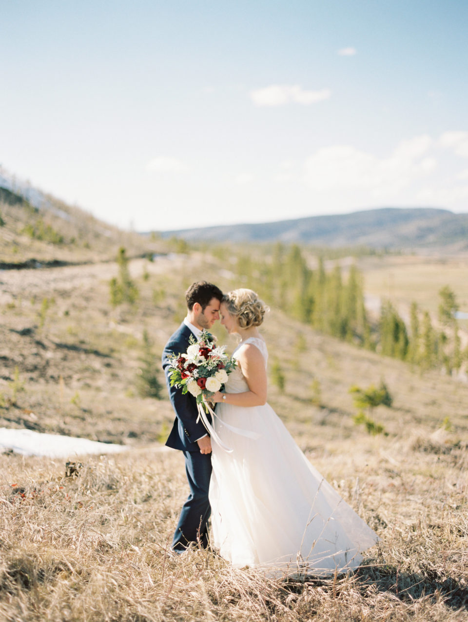 Bride Groom Outdoor Colorado Mountain Portrait