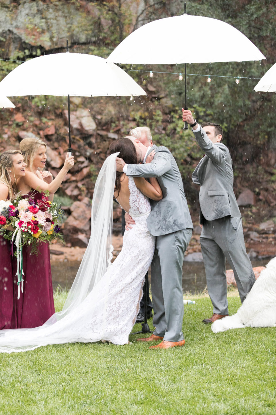 Rain Umbrella Outdoor Wedding Ceremony