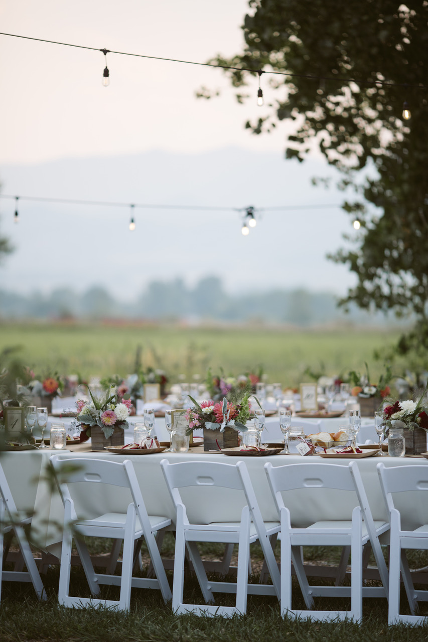 Outdoor Farm Wedding String Light Table