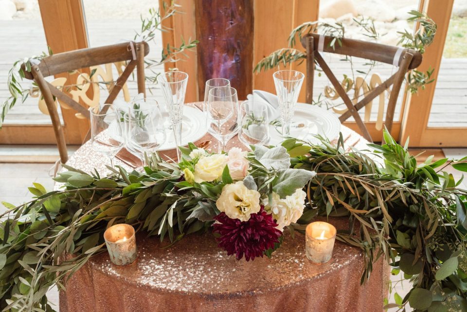 Garland Sweetheart Table Wedding Reception