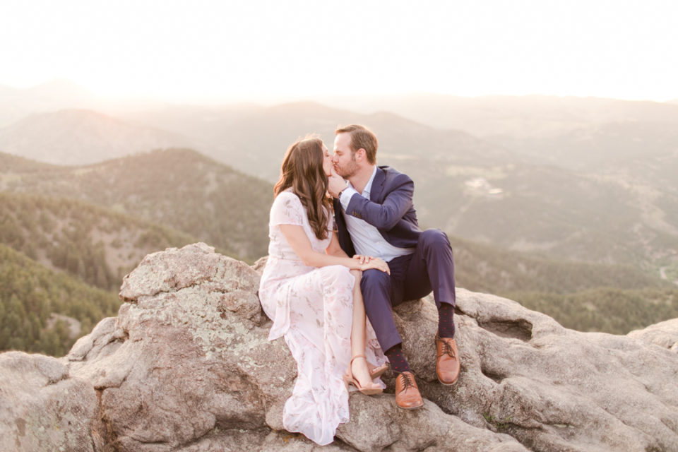 Couple kissing mountains Colorado