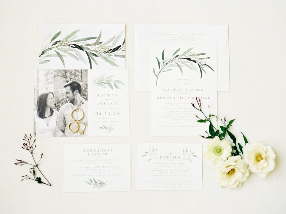 Olive Greenery Wedding Invitation 