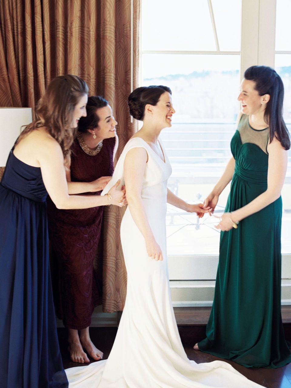 Bride Bridesmaid Jewel Tone Dresses