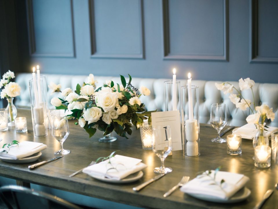 Navy Place Setting Romantic White Flower