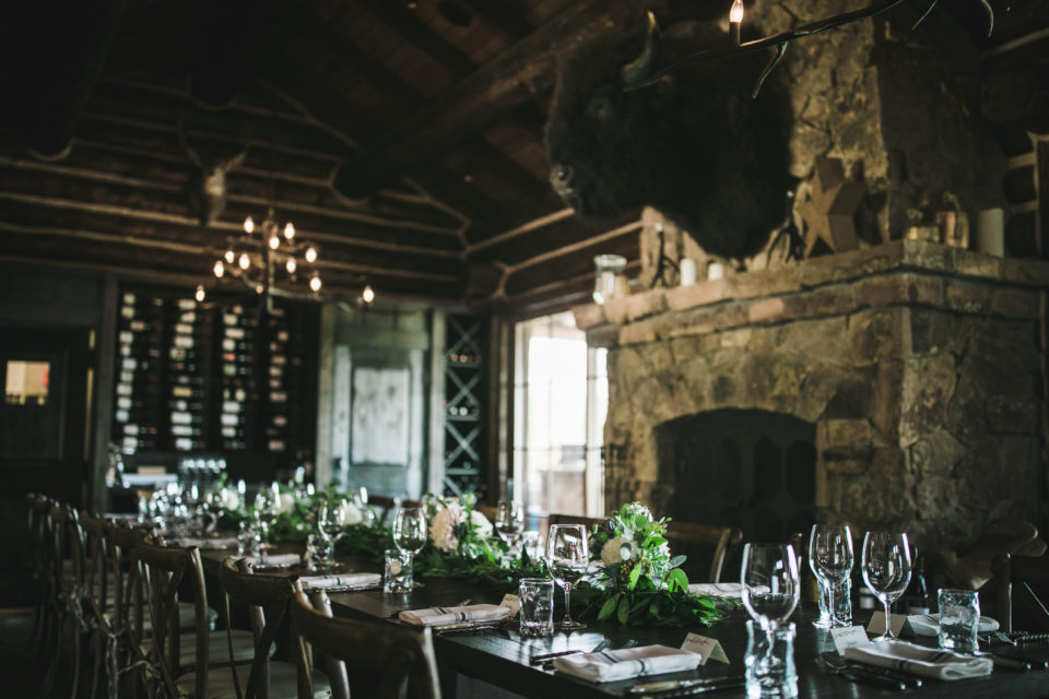 Colorado Wedding Reception Lodge Farm Table
