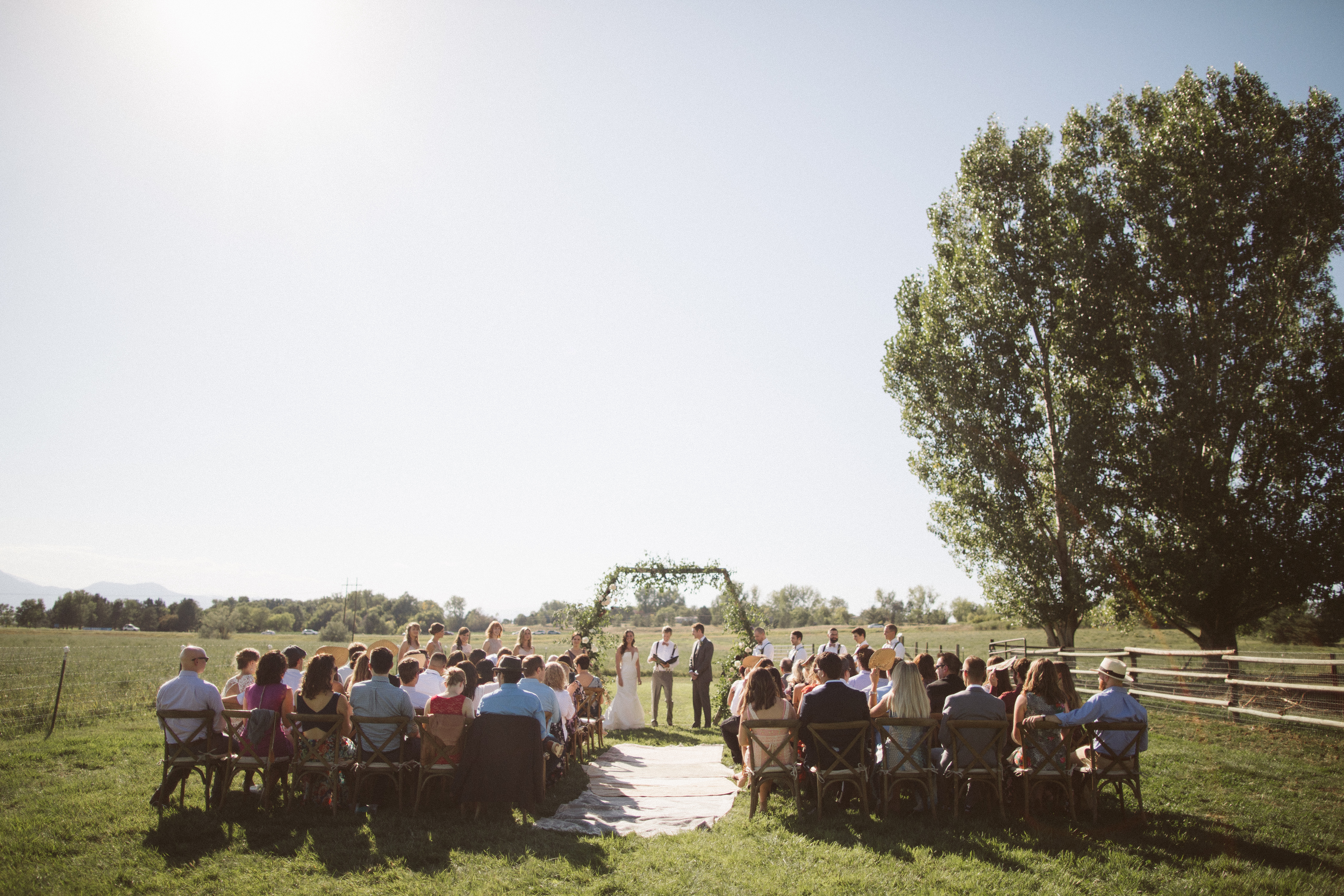 Geometric Arch Farm Wedding Ceremony