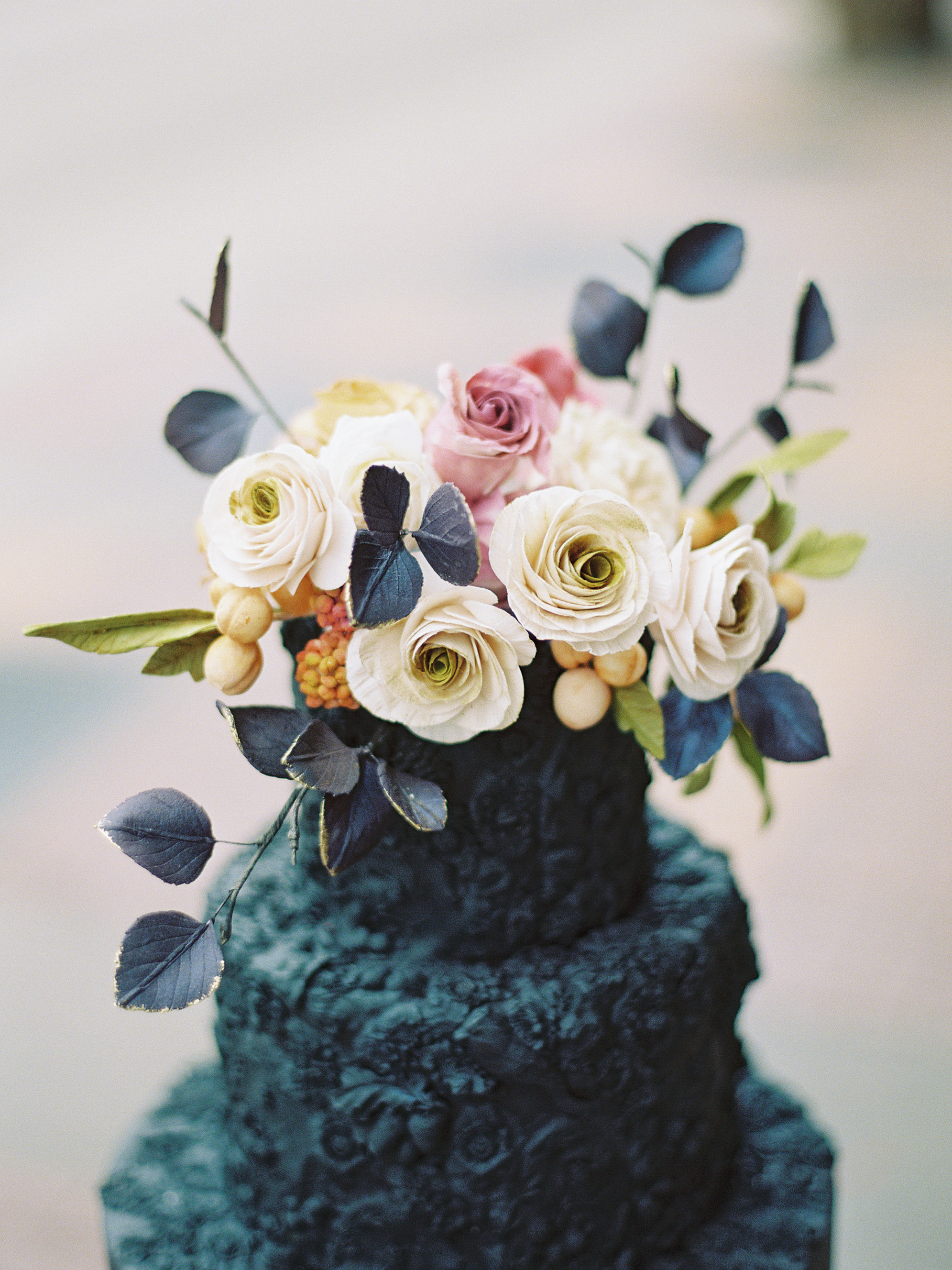 Black Textured Wedding Cake