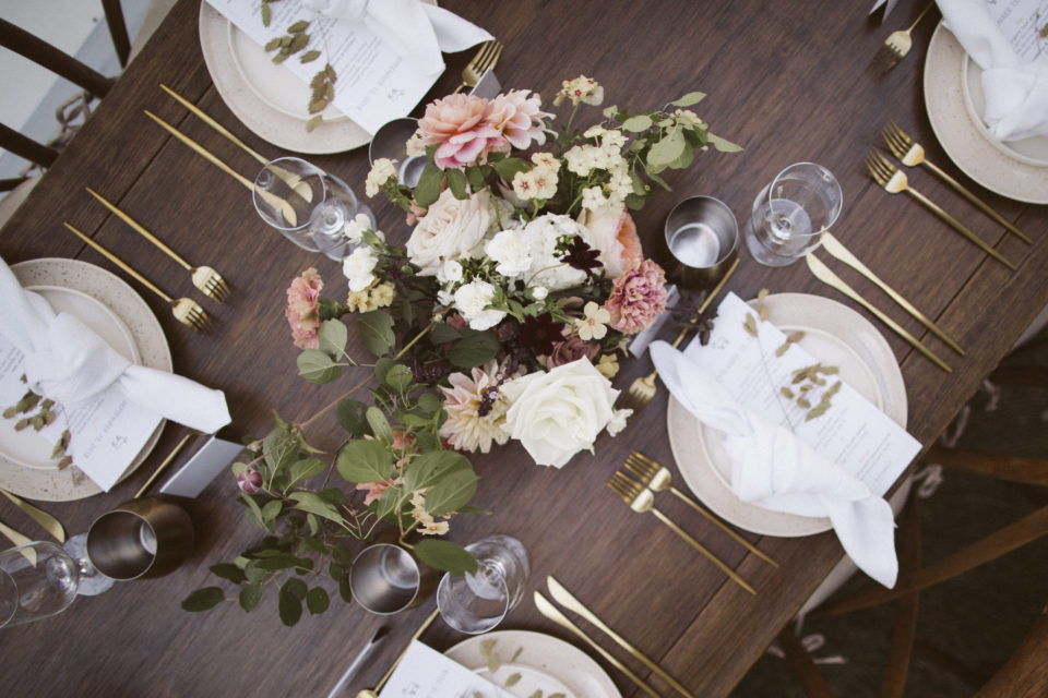 organic wedding reception table centerpiece