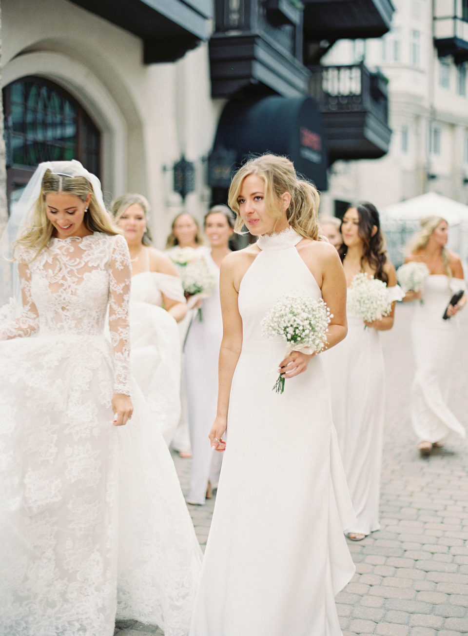 white bridesmaids dresses colorado wedding