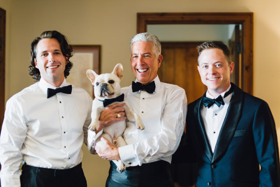 groom groomsmen french bulldog colorado vail wedding