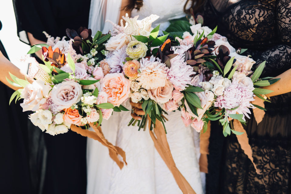 soft blush loose florals organic bridal bouquet