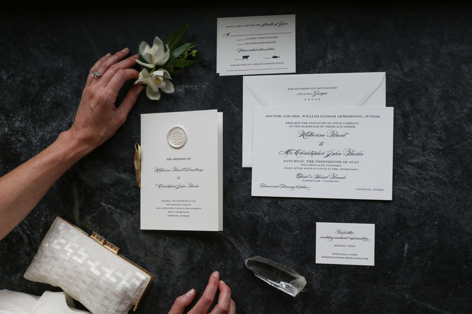 wedding invitation suite flatlay modern minimalistic