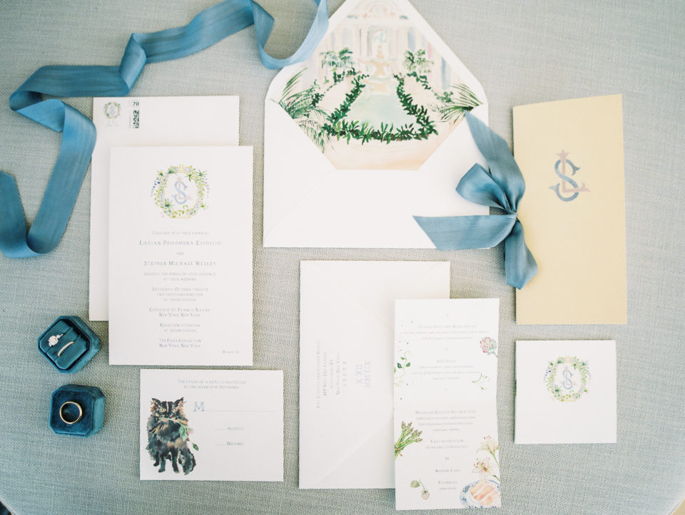 watercolor custom wedding invitation suite stationery